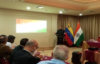As part of Azadi Ka Amrit Mahotsav, Embassy organized a meeting with various Chambers of Commerce of Carabobo State. Amb. Abhishek Singh addressed the gathering on areas of bilateral trade cooperation